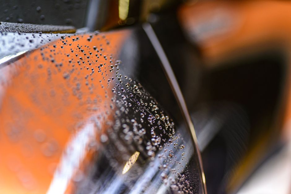Water drops on car paint